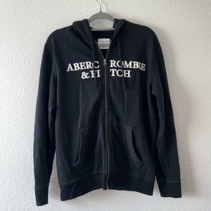 ABERCROMBIE- ZIP UP SWEATSHIRT W HOOD - BLACK - SMALL ( OVERSIZED)